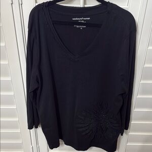 Westbound Black V-Neck Top